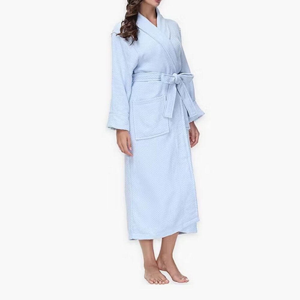 INK+IVY Womens Long Sleeve Long Length Robe, Blue Sz S/M 925397